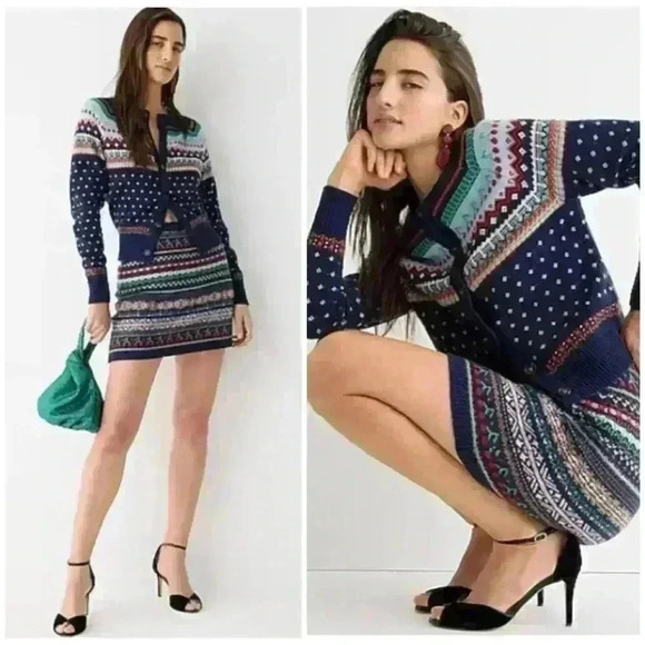 NWT J. Crew Fair Isle Knit Wool Sweater Skirt Womens Medium $128 - Picture 1 of 16